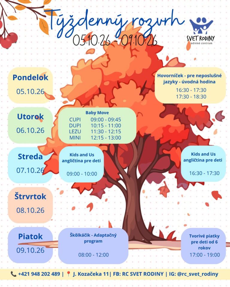 program pre deti a rodicov Svet Rodiny Zvolen oktober 2026